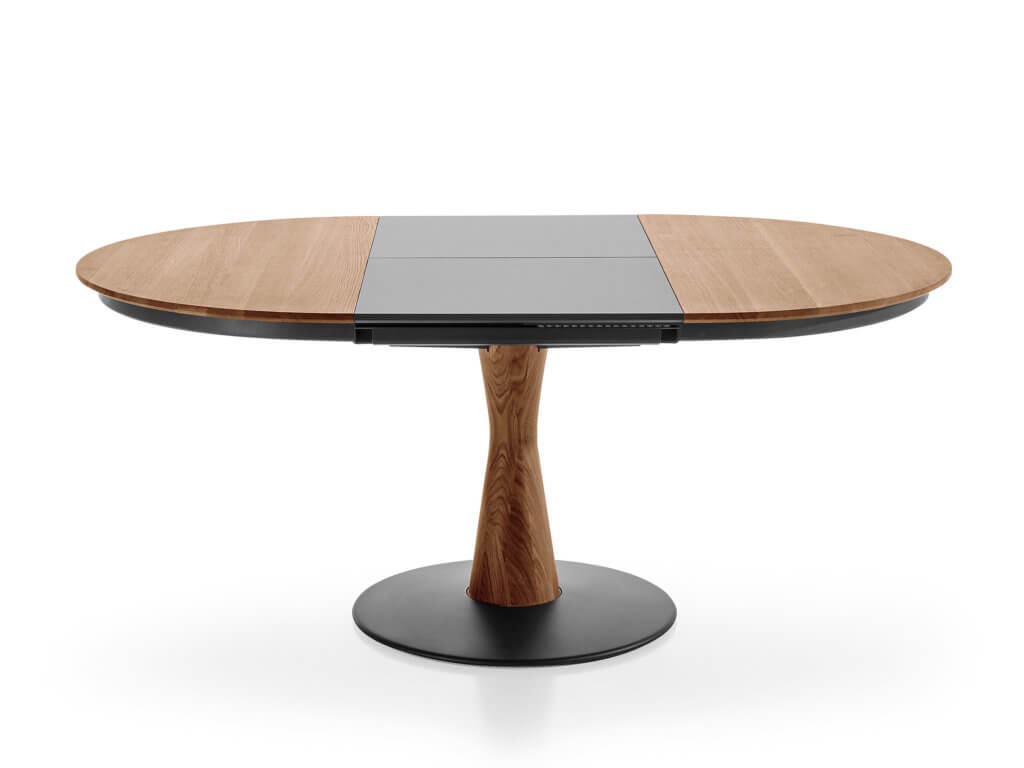 Table ROTA | chêne massif | tiroir ouvert | pied Cono