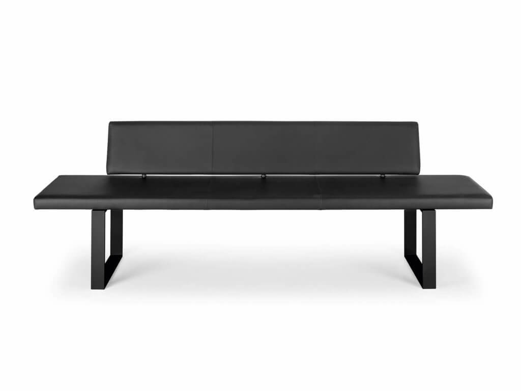 Bench VISTA | Type A | Leather | black painted skid base