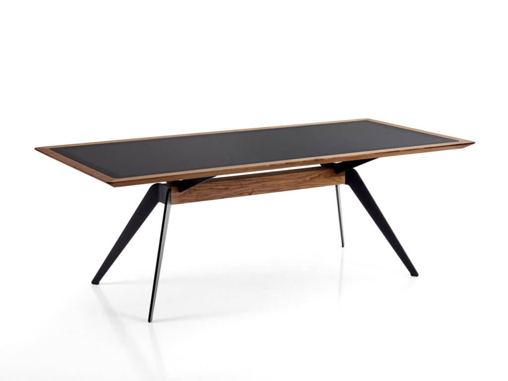 Table BANDERA FRAME | glass satin lacquered | american walnut solid